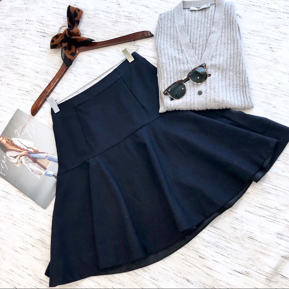 J. Crew Super 120s Fit & Flare Navy Skirt Size 0P